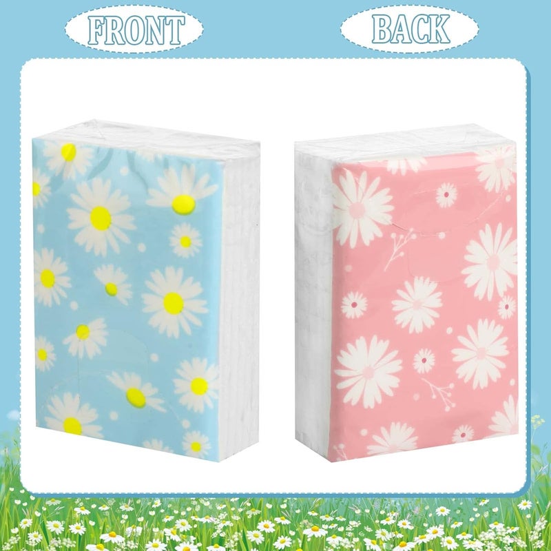 Outus 100 Pack 800 Sheets Small Travel Pocket Tissue Packs 3 Ply Travel Size Individual Facial Tissue Floral Daisy Design for Wedding Funeral Bridal Shower Household Essentials - Image 4